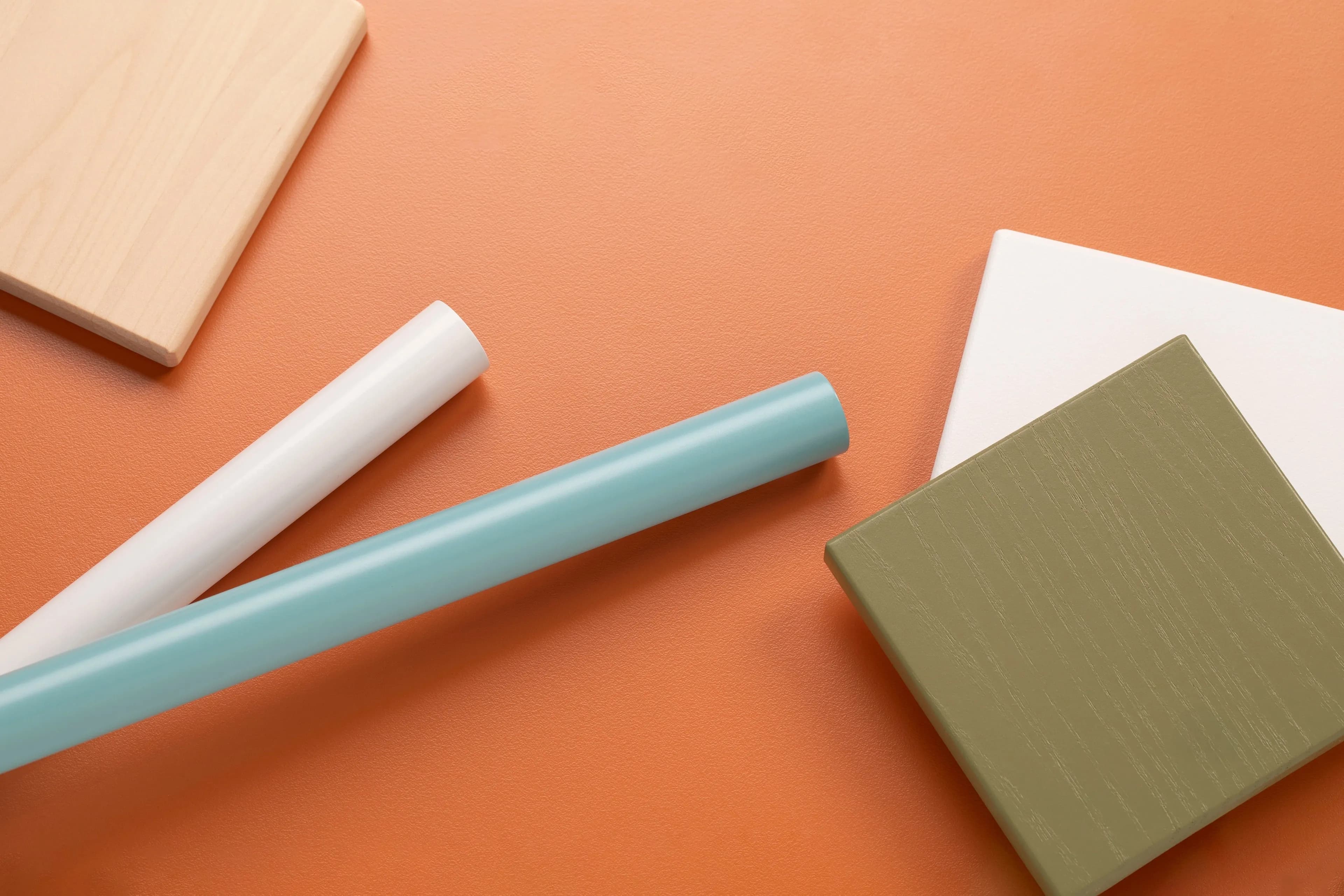 Conceptual image containing material and colour samples.